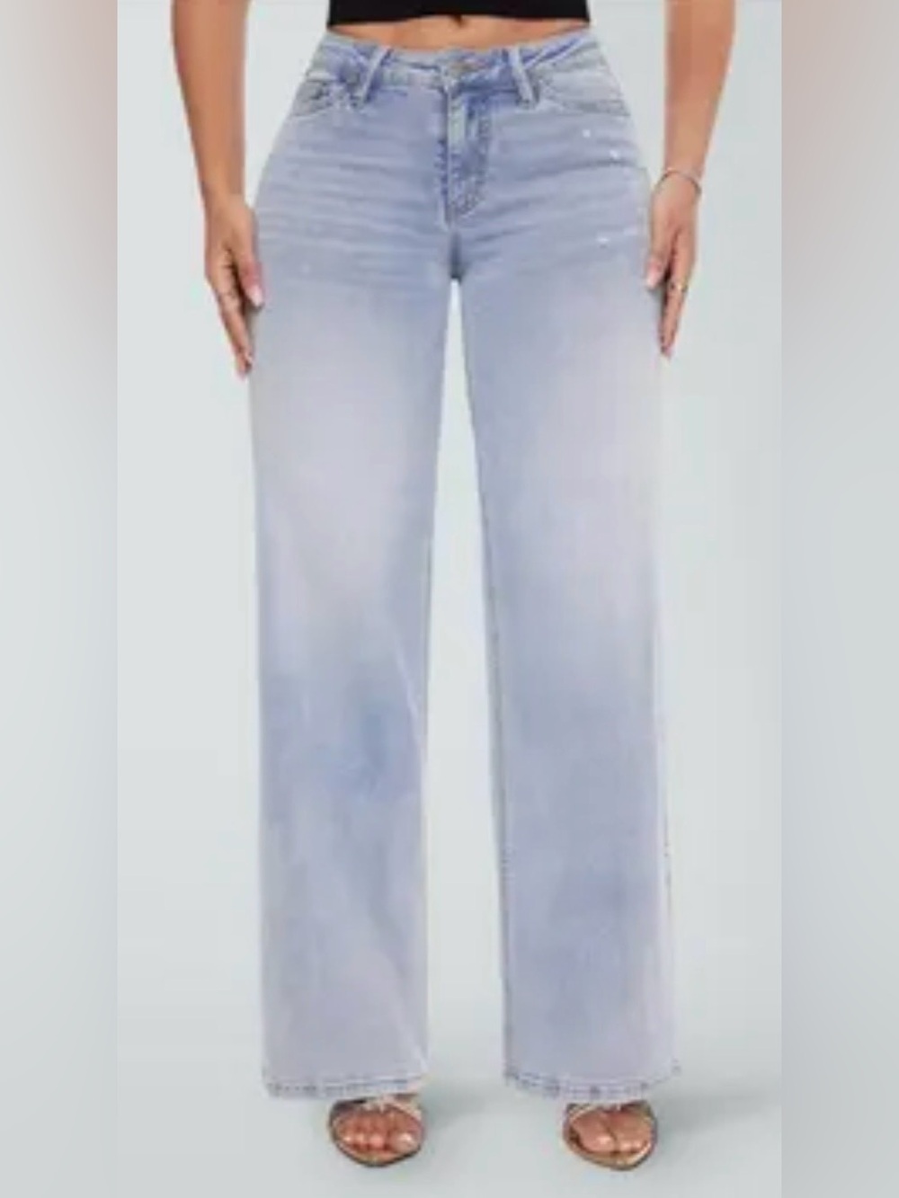 Witty Fox Women's Light Wash Straight/Wide Leg Jeans - Light Blue